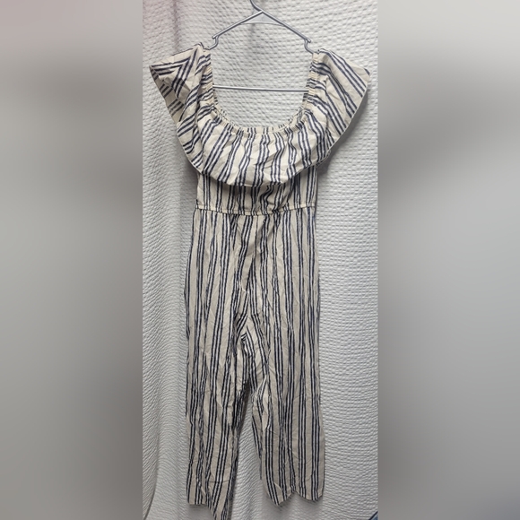 Speechless Navy and White Striped Jumpsuit - Picture 2 of 7